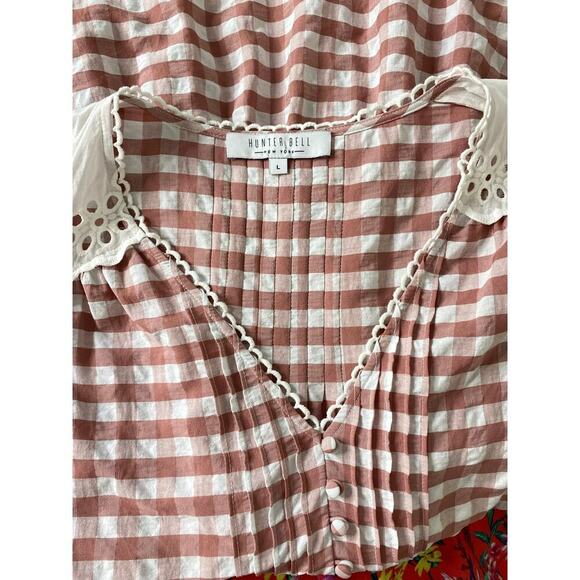 Hunter Bell Virginia Mini Dress Rosette Check Gingham Eyelet Ruffle Tuckernuck - Picture 9 of 11